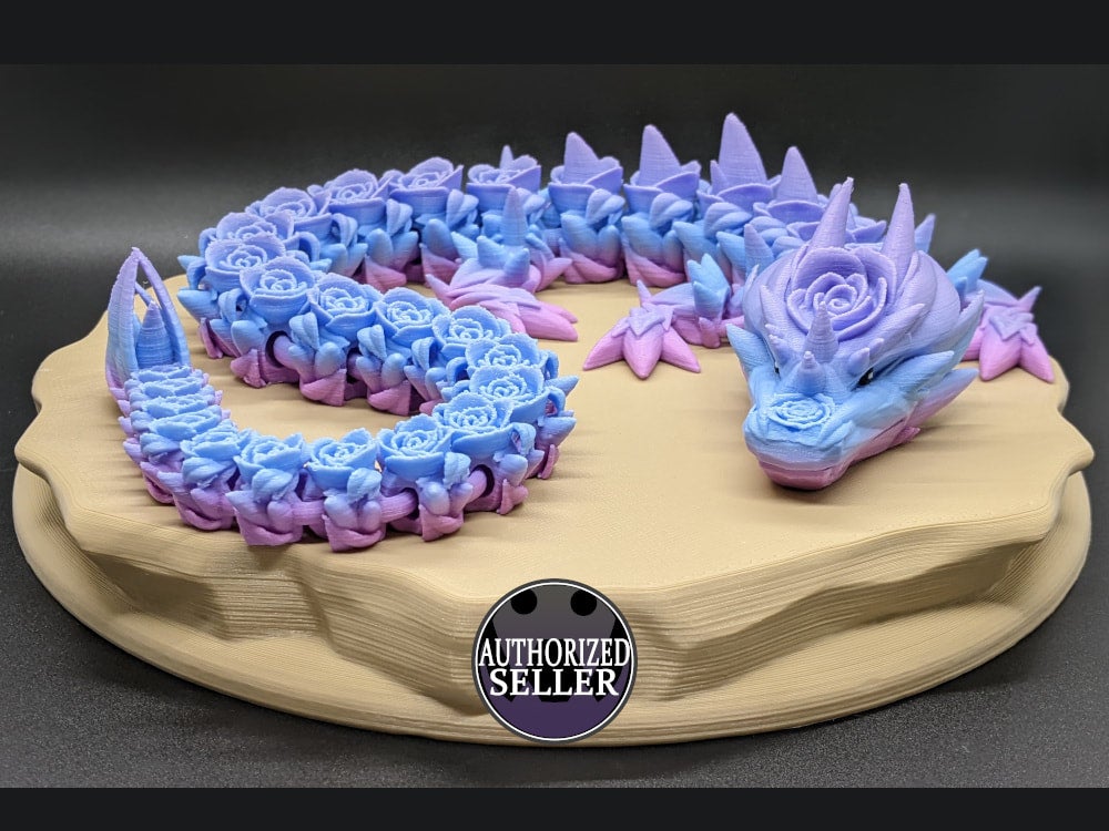 Rose Dragon, 3D Printed, Articulated, D&D, Geek Gift