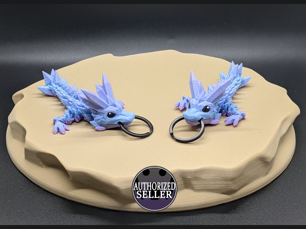 3D Printed Articulated Crystal Dragon Tadling Keychain Backpack