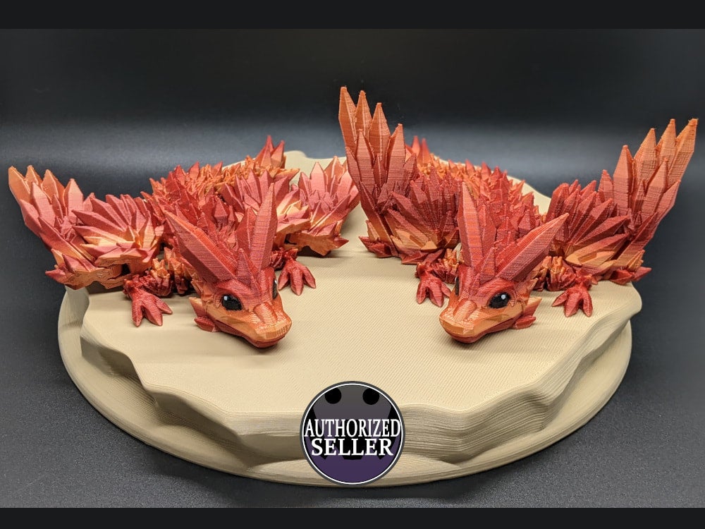 Adult Crystal Wing Dragon- Pink, Miniature, 3D printed