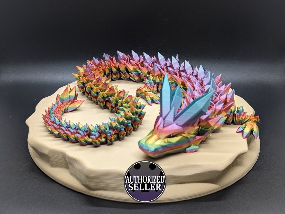 Crystal Dragon- Rainbow, 3D Printed Dragon, Flexi Toy
